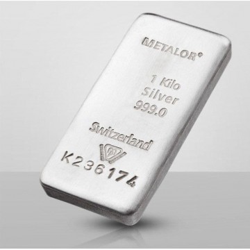 Metalor  1 Kg Silver Cast Bar ( Made in Switzerland/ With Certificate)